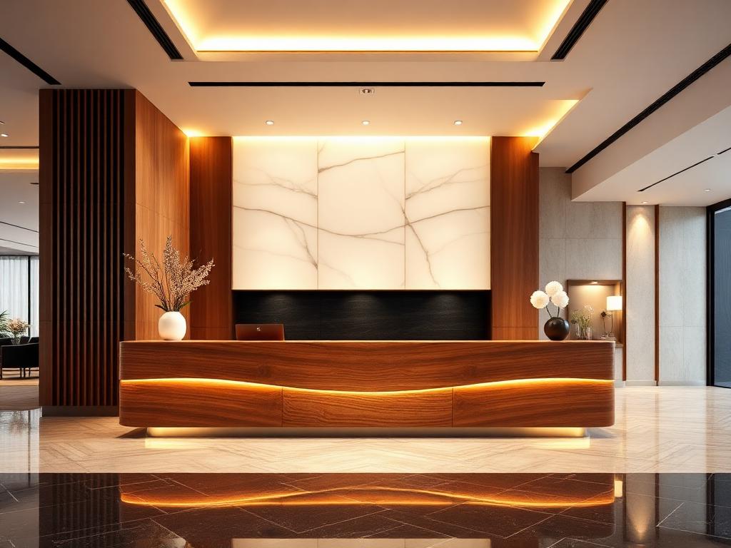 Luksusowa lada recepcyjna wykonana przez Lesto